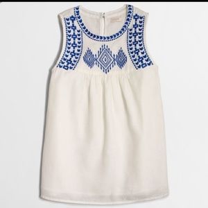 J Crew cotton Linen embroidered top size 2